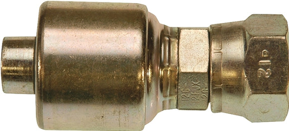Gates MegaCrimp G25170-0808 Hose Coupling, 1/2 in ID Dia, 2.88 in, 3/4-16, Crimp x JIC, Straight Angle, Steel, Zinc