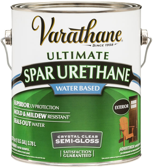 Varathane 250131 Waterbased Polyurethane, Water Base, Crystal Clear, Semi-Gloss, 1 gal Can, 1.029 Specific Gravity