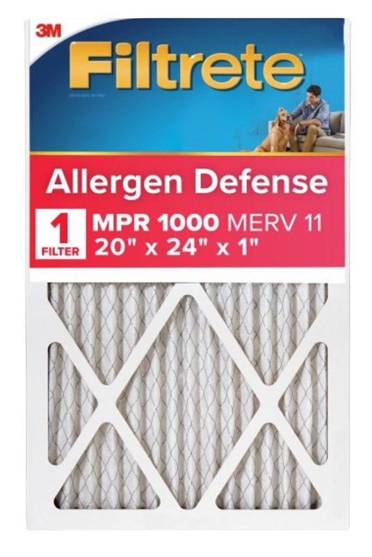 Filtrete 9826-4 Air Filter, 24 in L, 20 in W, 11 MERV, 1000 MPR, Polypropylene Frame
