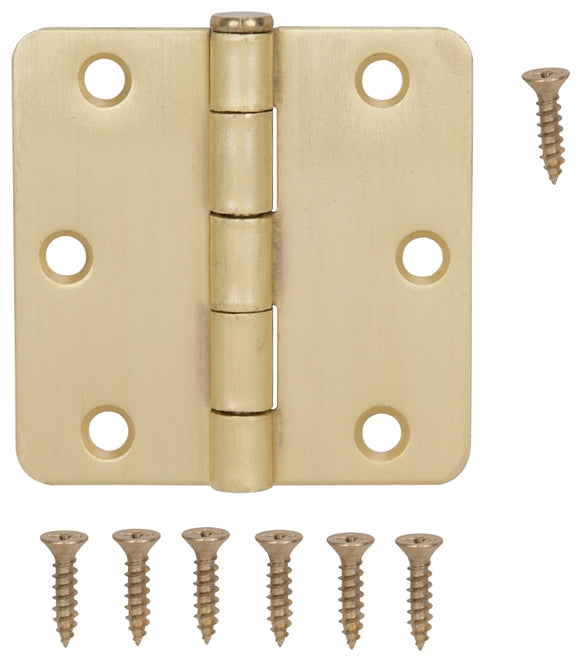 ProSource BH-BR01-PS Door Hinge, 3 in H Door Leaf, 3 in W Door Leaf, 2 mm Thick Door Leaf, 3 x 3 in, Steel, Satin Brass