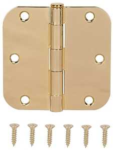 HINGE DR RD 3.5X3.5IN BRT BRS 