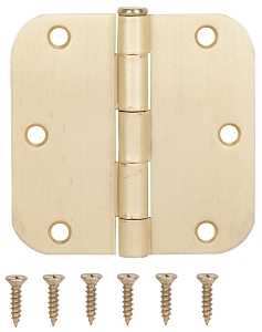 HINGE DR RD 3.5X3.5IN SAT BRS 
