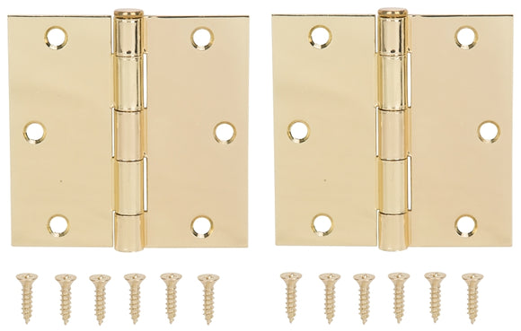ProSource BH-202PB-PS Square Corner Door Hinge, 3-5/8 in H Door Leaf, 1-1/2 in W Door Leaf, 2.2 mm Thick Door Leaf