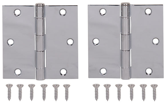 ProSource BH-202CH-PS Square Corner Door Hinge, 3-5/8 in H Door Leaf, 1-1/2 in W Door Leaf, 2.2 mm Thick Door Leaf