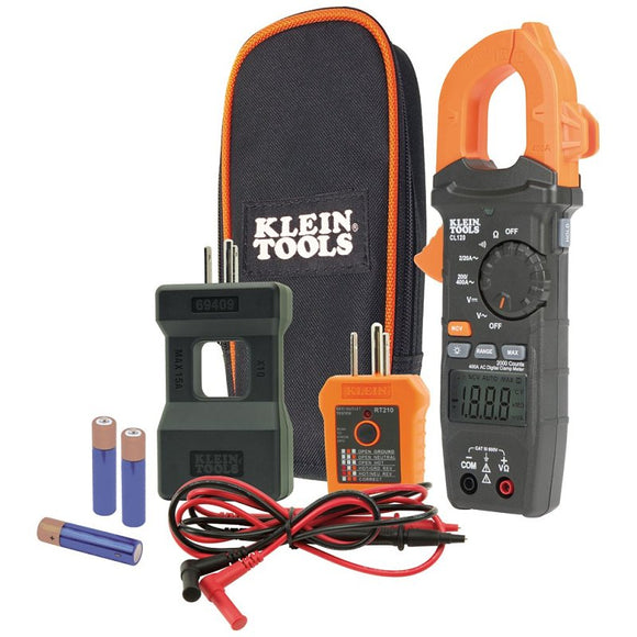 Klein Tools CL120KIT Clamp Meter Electrical Test Kit, LCD Display