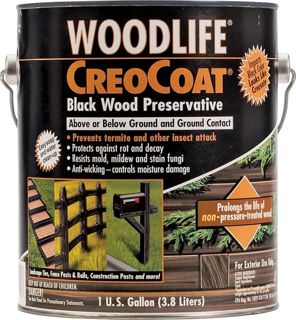 WOODLIFE 14436A Wood Preservative, Black, Liquid, 1 gal, Can