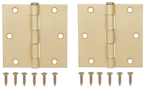ProSource BH-202SB-PS Square Corner Door Hinge, 3-5/8 in H Door Leaf, 1-1/2 in W Door Leaf, 2.2 mm Thick Door Leaf