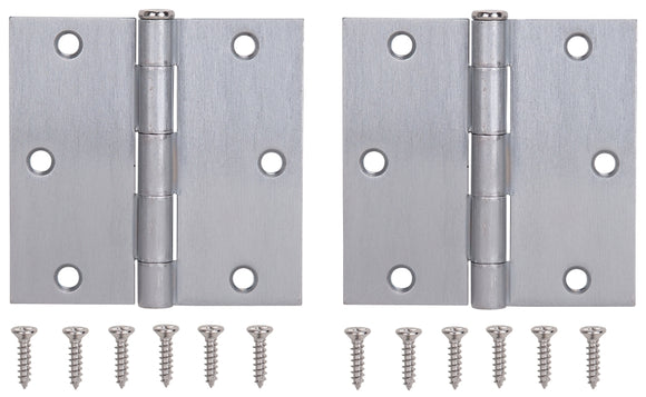 ProSource BH-202SC-PS Square Corner Door Hinge, 3-5/8 in H Door Leaf, 1-1/2 in W Door Leaf, 2.2 mm Thick Door Leaf