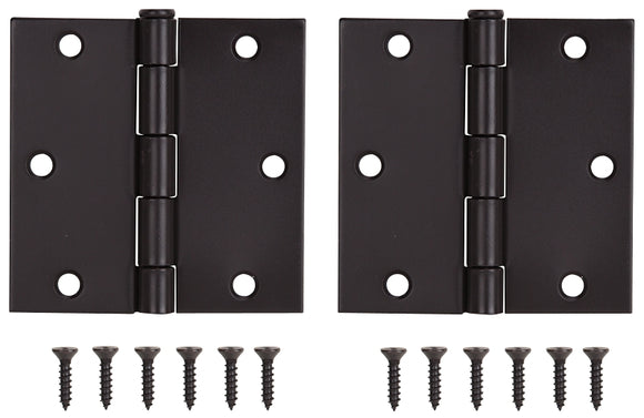 ProSource BH-202ORB-PS Square Corner Door Hinge, 3-5/8 in H Door Leaf, 1-1/2 in W Door Leaf, 2.2 mm Thick Door Leaf