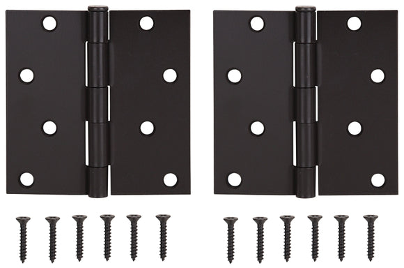 ProSource BH-502ORB-PS Square Corner Door Hinge, 4 in H Door Leaf, 1-3/4 in W Door Leaf, 2.2 mm Thick Door Leaf, Steel