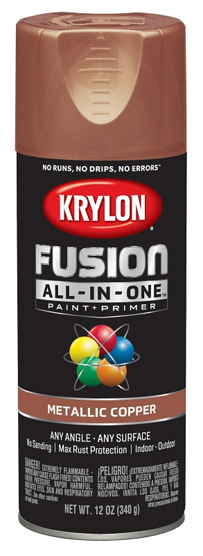 Krylon All-In-One® K02768007 Spray Paint, Metallic, Copper, 12 oz Can
