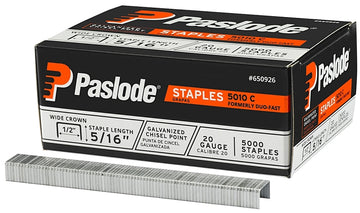 Paslode 1015277 Wide Crown Staple, 1/2 in W Crown, 5/16 in L Leg, 20 ga Gauge, Steel, Galvanized