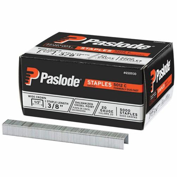 Duo-Fast 1015278 Staple, 1/2 in W Crown, 3/8 in L Leg, 20 ga Gauge, Steel, Galvanized