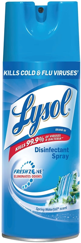 Lysol 1920002845 Disinfectant Cleaner, 12 oz Aerosol Can, Liquid, Spring Waterfall, Clear
