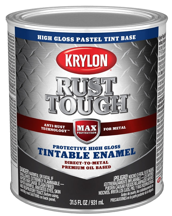 Krylon Rust Tough K09725008 Enamel Paint, Gloss Sheen, Pastel Base, 1 qt, 400 sq-ft/gal Coverage Area
