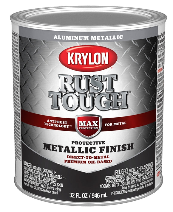 Krylon Rust Tough K09717008 Metallic Paint, Metallic Aluminum, 1 qt