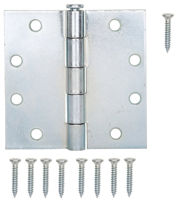 ProSource LR-064-PS Utility Hinge, Steel, Zinc, Removable Pin, 180 deg Range of Motion, Full Mortise Mounting, 90 lb