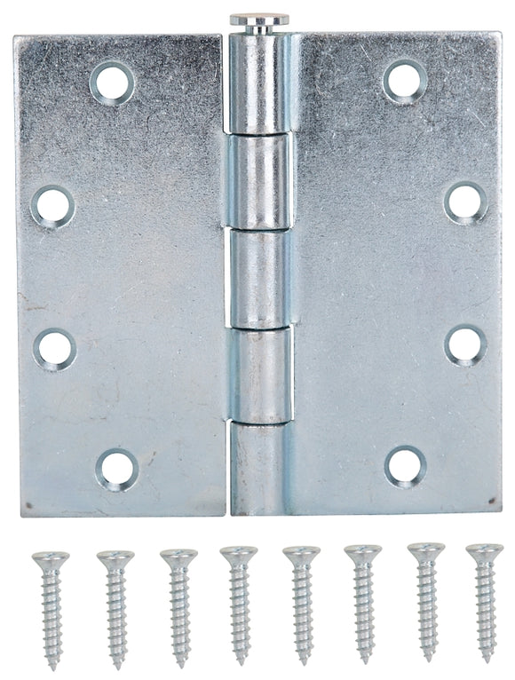 ProSource LR-065-PS Utility Hinge, Steel, Zinc, Removable Pin, 180 deg Range of Motion, Full Mortise Mounting, 110 lb