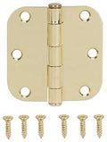 HINGE DOOR 5/8 RND CNR POL BRS