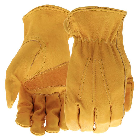 Boss B81001-XL Work Gloves, Men's, XL, Keystone Thumb, Slip-On Cuff, Cowhide Leather, Natural