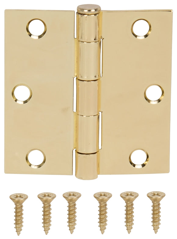 ProSource LR-705-PS Square Corner Door Hinge, 3 in H Door Leaf, 1-1/4 in W Door Leaf, 2.2 mm Thick Door Leaf, 3 x 3 in