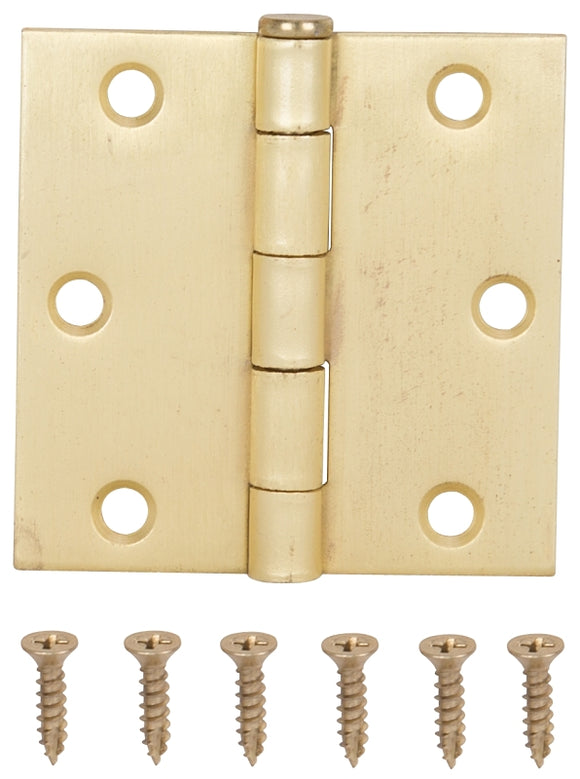 ProSource LR-707-PS Square Corner Door Hinge, 3 in H Door Leaf, 1-1/4 in W Door Leaf, 2.2 mm Thick Door Leaf, 3 x 3 in