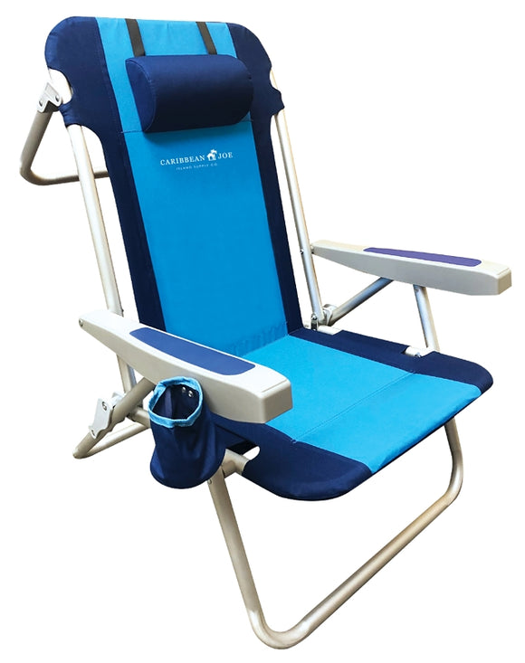 Caribbean Joe CJ-7781 Backpack Chair with Pillow, 20 in W, 25-1/2 in D, 32-1/2 in H, Aluminum Frame, Polyester Seat