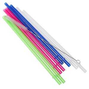 STRAW SET REUSABLE PLST W/BRSH
