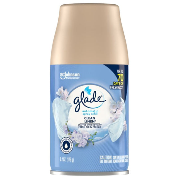 Glade 71773 Automatic Air Freshener Refill, 6.2 oz Can, Clean Linen, 60-Day Freshness