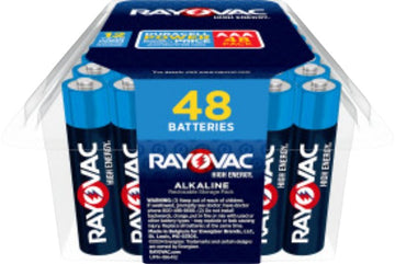Rayovac 824-48PPK Battery, 1.5 V Battery, AAA Battery, Alkaline, 48/PK
