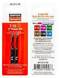 POWER BIT DRIVER T15 6L 2IN   