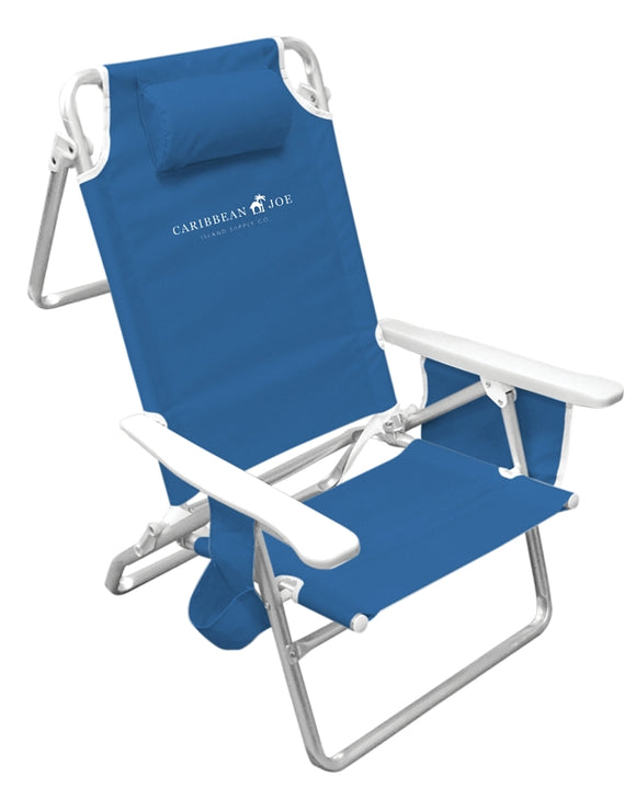 Caribbean Joe CJ-7750 Deluxe Beach Chair, 24-1/2 in W, 19 in D, 32 in H, Aluminum Frame, Polyester Seat