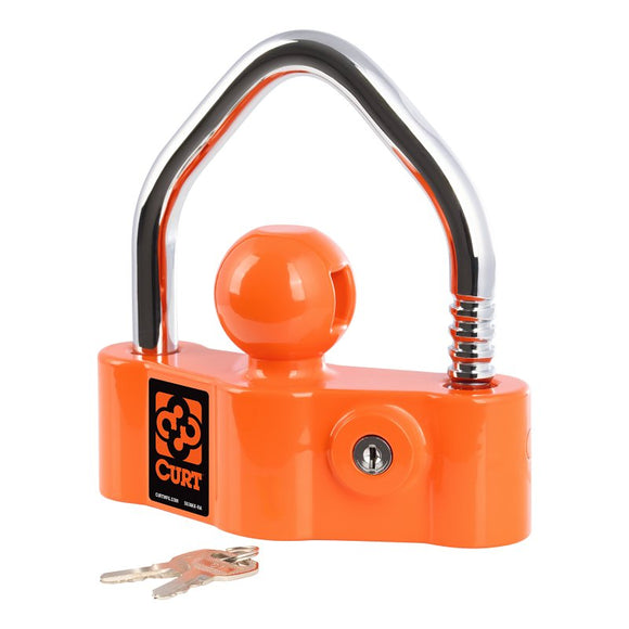 Curt 23091 Heavy-Duty Trailer Coupler Lock, U-Lock Lock, Aluminum, Powder-Coated