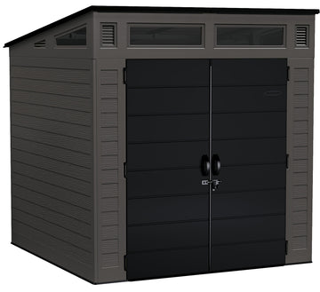 Suncast BMS7780 Storage Shed, 317 cu-ft, 7 ft 2-1/2 in W, 7 ft 3-1/2 in D, 7 ft 5-1/2 in H, Resin, Peppercorn