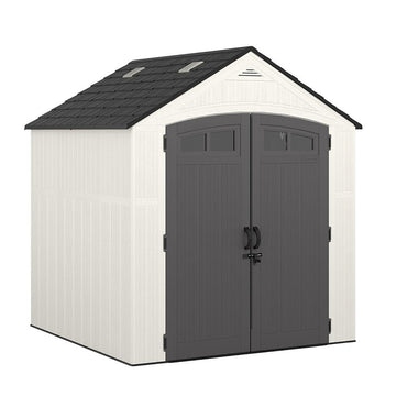 Suncast Ridgeland BMS7704 Storage Shed, 327 cu-ft Capacity, 7 ft 4 in W, 7 ft 1-1/4 in D, 8 ft 2 in H, Resin
