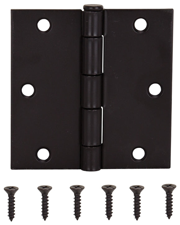 ProSource 20338ORX Square Corner Door Hinge, 3-5/8 in H Door Leaf, 1-1/2 in W Door Leaf, 2.2 mm Thick Door Leaf, Steel