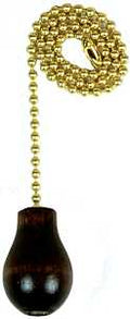 CHAIN PULL W/WAL WOOD KNB 12IN