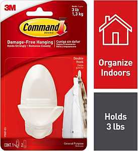 HOOK DOUBLE PLSTC WHITE MEDIUM
