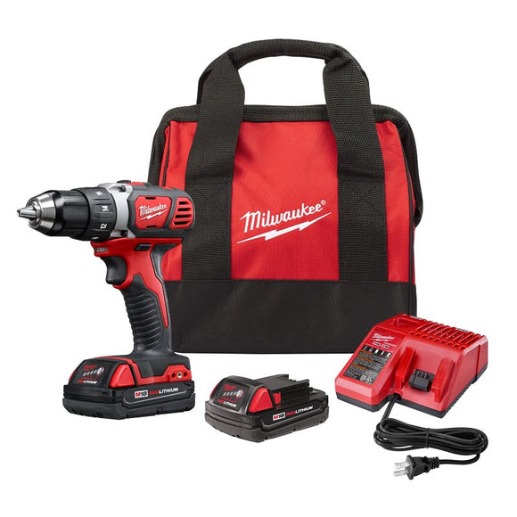 Milwaukee 2606-22CT Drill/Driver Kit, Battery Included, 18 V, 1.5, 3 Ah, 1/2 in Chuck, Keyless Chuck