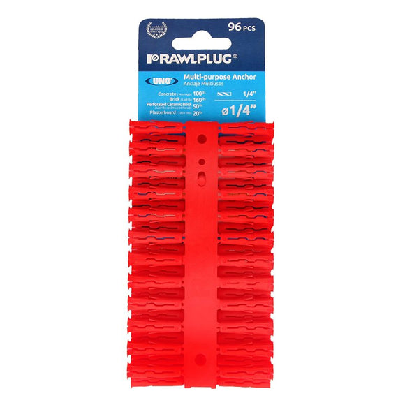 Rawlplug Rawl Uno Series R-U0-1/4-96 Multi-Purpose Anchor, 1-1/4 in L, Polypropylene