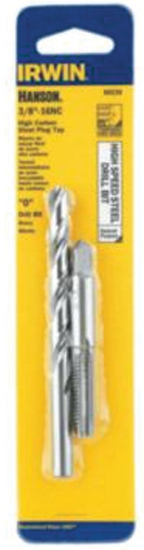 Irwin Hanson 80238 Tap and Drill Bit Set, HCS/HSS, 3/8-16 NC Tap