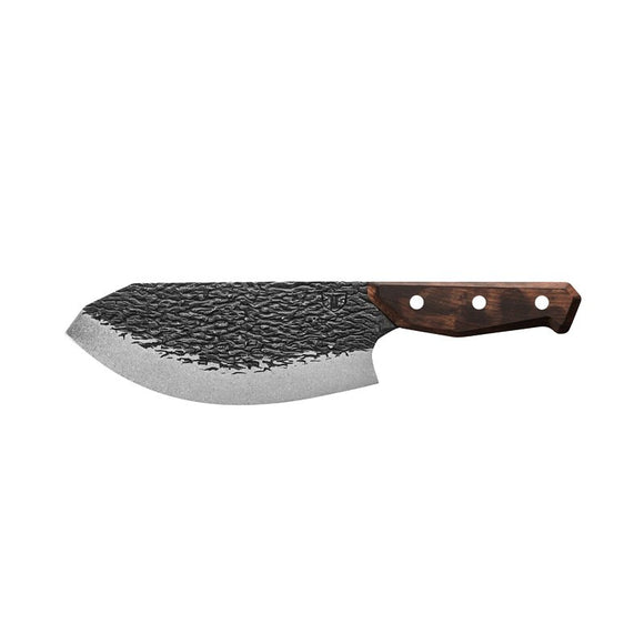 True PrimalForge Series TRU-FXK-1016 Rocker Butcher Knife, 8 in L Blade, Stainless Steel Blade, Real Monzo Wood Handle