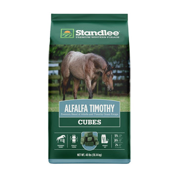 Standlee 1580-40101-0-0 Forage Grass, Cube, Alfalfa, Timothy Flavor, 40 lb Bag