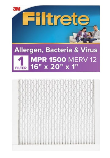 Filtrete 2000-4 Air Filter, 20 in L, 16 in W, 12 MERV, 1500 MPR