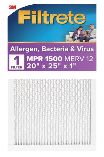 Filtrete 2003-4 Air Filter, 25 in L, 20 in W, 12 MERV, 1500 MPR