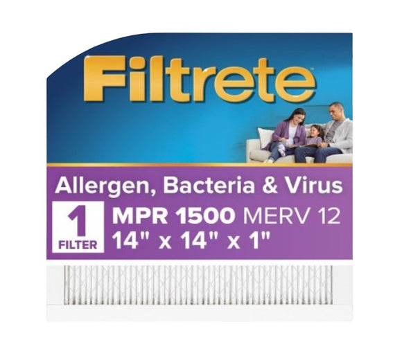 Filtrete UP11-4 Air Filter, 14 in L, 14 in W, 12 MERV, 1500 MPR