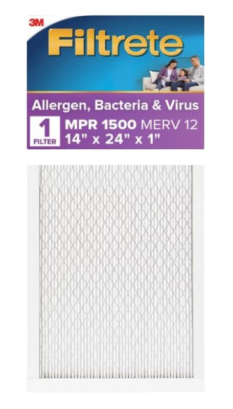 Filtrete UP23-4 Air Filter, 14 in L, 24 in W, 12 MERV, 1500 MPR