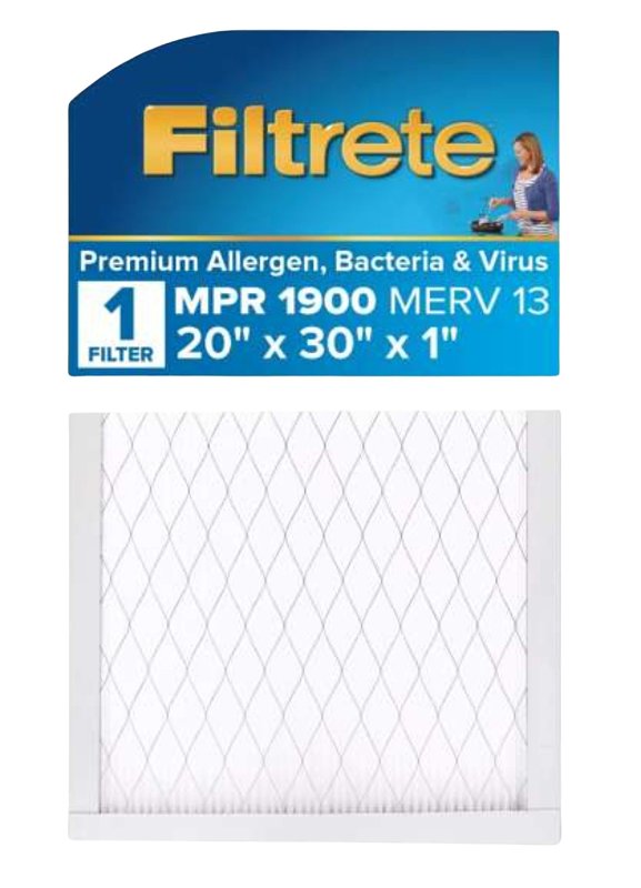 Filtrete UT22-4 Premium Air Filter, 20 in L, 30 in W, 13 MERV, 1900 MPR