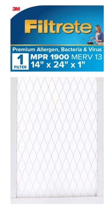 Filtrete UA23DC-4 Air Filter, 24 in L, 14 in W, 13 MERV, 1900 MPR, For: Air Conditioner, Furnace and HVAC System