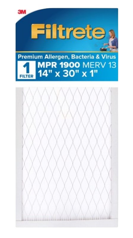 Filtrete UA24DC-4 Air Filter, 30 in L, 14 in W, 13 MERV, 1900 MPR, For: Air Conditioner, Furnace and HVAC System